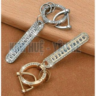 Móc Khóa Mặt Hình Bảng Chữ Số Ghi Chú Số Điện Thoại Chống Thất Lại Đính Đá Lấp Lánh Trang Trí Ví Tiền Chìa Khóa Xe Hơi