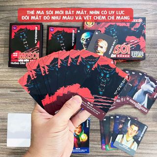 Board game bài Ma Sói Săn Đêm việt hóa Foxi-Werewoft-80 lá-78 lá tặng 2 thẻ mở rộng-thẻ in sắc nét-siêu dày