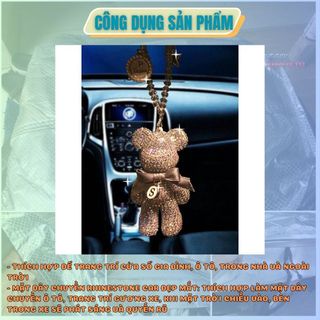 Dây Treo Trang Trí Gương Chiếu Hậu Xe Hơi - Khánh Treo Gương Đính Đá Gấu Gloomy- Kim Hue Yeu Xe