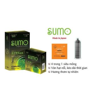 Bao cao su SUMO 4in1, Siêu mỏng, kéo dài th.gian,phát hiện bệnh hộp 12 cái