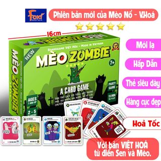 Bài Mèo Zombie Foxi-boardgame Việt Hóa-Mèo nổ-Mèo Boom-Exploding Zombie Kittens Board Game hay [hộp màu xanh bơ) giá sỉ