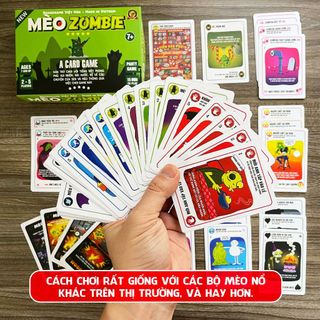 Bài Mèo Zombie Foxi-boardgame Việt Hóa-Mèo nổ-Mèo Boom-Exploding Zombie Kittens Board Game hay [hộp màu xanh bơ)