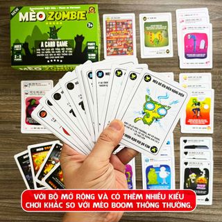 Bài Mèo Zombie Foxi-boardgame Việt Hóa-Mèo nổ-Mèo Boom-Exploding Zombie Kittens Board Game hay [hộp màu xanh bơ)