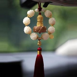 Khánh Phật Thích Ca Bình An Treo Xe - Khánh Treo Bát Liên Hoa Bồ Đề Lá Sen Thu Hút Tài Lộc May Mắn Cho Chủ Xe