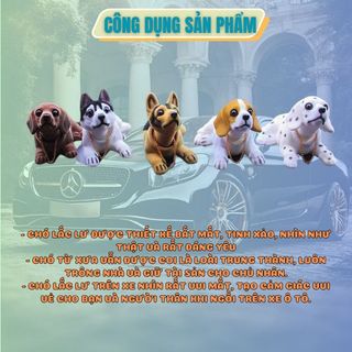 Chó Lắc Lư Trang Trí Taplo, Bàn Làm Việc, Làm Đồ Chơi Cho Bé Chất Liệu Nhựa Bọc Vải Nhung Siêu An Toàn- Kim Huệ Yêu Xe