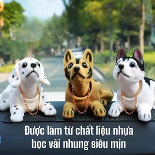 Chó Lắc Lư Trang Trí Taplo, Bàn Làm Việc, Làm Đồ Chơi Cho Bé Chất Liệu Nhựa Bọc Vải Nhung Siêu An Toàn- Kim Huệ Yêu Xe