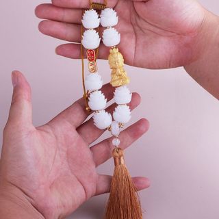 Khánh Phật Quan Âm Bình An Treo Xe - Khánh Treo Cửu Liên Hoa Bồ Đề Lá Sen Thu Hút Tài Lộc May Mắn Cho Chủ Xe