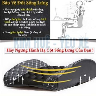 Gối tựa lưng, đệm lưng massage trên xe ô tô , xe hơi - ghế văn phòng chống đau mỏi lưng Kim Huệ - Yêu Xe