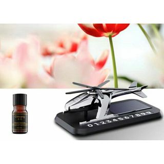 [Tặng Kèm Tinh Dầu] Bảng Số Điện Thoại Kèm Nước Hoa Năng Lượng Mặt Trời Hình Máy Bay Trực Thăng Gắn Taplo ô Tô