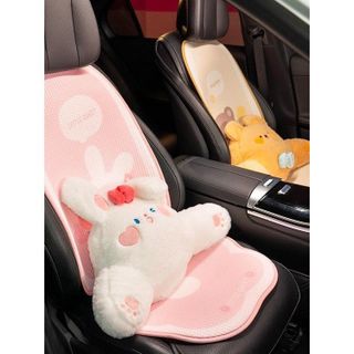 Bộ lót ghế tản nhiệt hoạt hình thỏ hồng dễ thương - Bộ gối tựa cao cấp cho mùa thu đông 2024