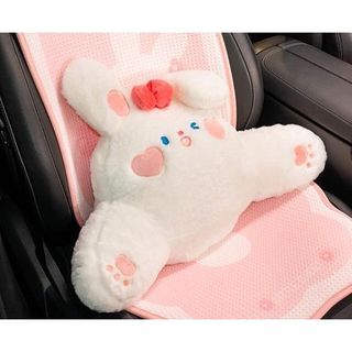 Bộ lót ghế tản nhiệt hoạt hình thỏ hồng dễ thương - Bộ gối tựa cao cấp cho mùa thu đông 2024