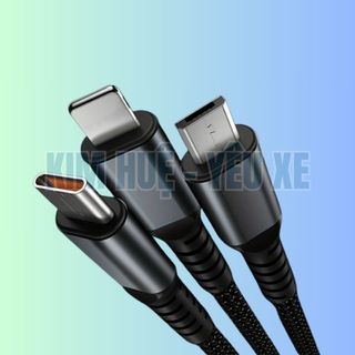 Dây Cáp Sạc Nhanh - Dây Sạc Tự Ngắt 3 Đầu 100W Micro USB Type C 3 trong 1 Dài 1m2 - Dây Sạc nhanh Kim Huệ Yêu Xe