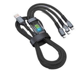 Dây Cáp Sạc Nhanh - Dây Sạc Tự Ngắt 3 Đầu 100W Micro USB Type C 3 trong 1 Dài 1m2 - Dây Sạc nhanh Kim Huệ Yêu Xe