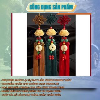 Khánh treo bông sen - gắn đồng điếu giúp mang lại không gian an lành, ấm áp cho xe ô tô hoặc nơi ở -kim hue yeu xe