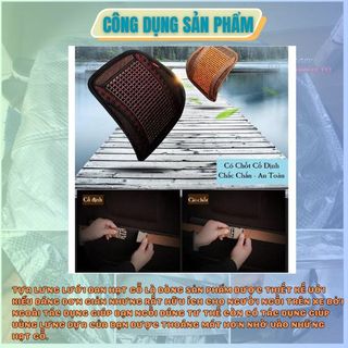 Tựa lưng lưới đan hạt gỗ cho ghế ô tô và văn phòng có tác dụng massage lưng chống ê mỏi kéo dài - làm việc thoải mái