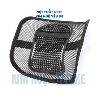 Tựa lưng lưới đan hạt gỗ cho ghế ô tô và văn phòng có tác dụng massage lưng chống ê mỏi kéo dài - làm việc thoải mái