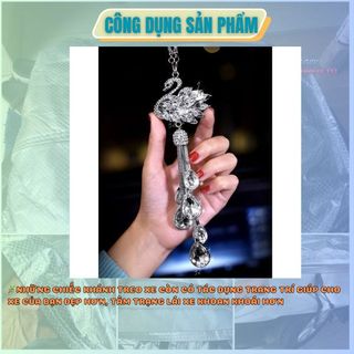 Dây khánh treo gương ô tô thiên nga, khánh thiên nga đính đá đuôi giọt nước Kim Huệ Yêu Xe