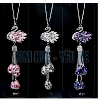 Dây khánh treo gương ô tô thiên nga, khánh thiên nga đính đá đuôi giọt nước Kim Huệ Yêu Xe