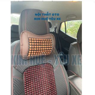 Gối tựa đầu hạt gỗ chống nóng kiêm massage cao cấp cho văn phòng và ô tô - ruột làm bằng cao su non nguyên khối