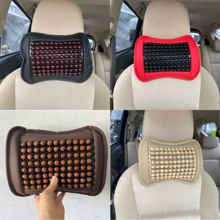 Gối tựa đầu hạt gỗ chống nóng kiêm massage cao cấp cho văn phòng và ô tô - ruột làm bằng cao su non nguyên khối