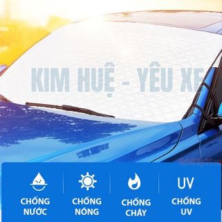 Bạt phủ kính lái xe ô tô - Bạt kính lái 4 lớp tráng nhôm cách nhiệt chống nóng cực tốt Kim Huệ - Yêu Xe