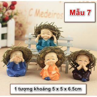 Sét 5 chú tiểu hòa thượng trang trí taplo - bộ tứ không - ở đâu có phật ở đó có bình an
