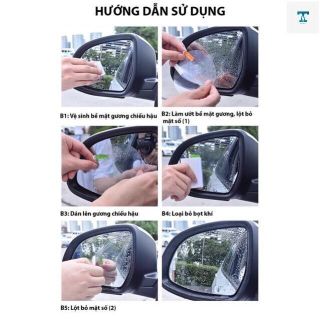 Bộ 4 miếng dán chống nước gương kính ô tô, miếng dán chống bám nước gương Loại 1 Kim Huệ - Yêu Xe