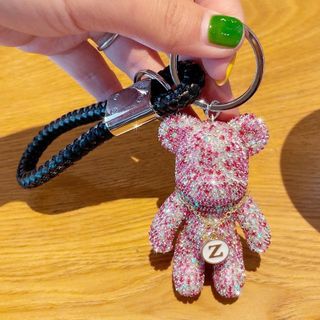 Decor - Móc khóa gấu đính đá Charm Bearbrick cao cấp kèm dây dù - trang trí ô tô túi xách