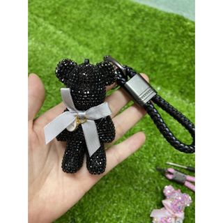 Decor - Móc khóa gấu đính đá Charm Bearbrick cao cấp kèm dây dù - trang trí ô tô túi xách