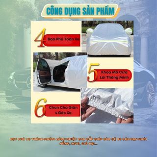 Bạt phủ xe ô tô,xe bán tải, 3 lớp tráng nhôm cách nhiệt, chống nắng, chống xước, chống cháy Kim Huệ Yêu Xe