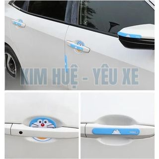 Bộ dán hõm xe hơi [ 8 chi tiết ] cute, dễ thương Doremon, Pikachu,..dán hõm xe, tay nắm chống xước- Kim Huệ Yêu Xe