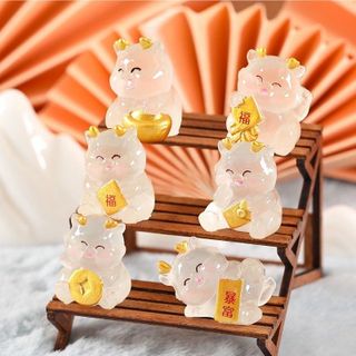 Mô hình thỏ và heo phát sáng - Charm dạ quang trang trí taplo ô tô- Kim Huệ Yêu Xe