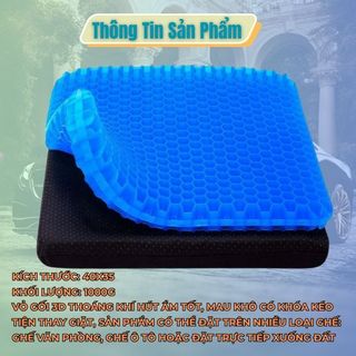 Đệm Ngồi Silicon 2 Lớp 3D Thoáng Khí Tuần Hoàn - Nệm Ngồi Ghế Văn Phòng - tặng túi kéo đen Kim Huệ - Yêu Xe