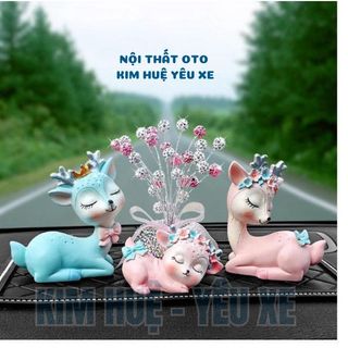 Set hươu Trang trí taplo - hươu bố mẹ và hươu con sang trọng đáng yêu, sinh động cho xế yêu