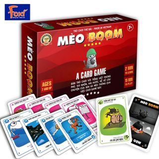 Board game-Mèo Boom-Mèo Nổ-Exploding kittens-Foxi-trò chơi gia đình-bạn bè-hấp dẫn-kịch tính