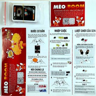 Board game-Mèo Boom-Mèo Nổ-Exploding kittens-Foxi-trò chơi gia đình-bạn bè-hấp dẫn-kịch tính