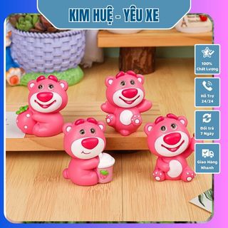 Set Gấu Dâu trang trí taplo xe hơi , Gấu hồng Lotso để taplo ô tô, bàn làm việc - quà tặng cho người thân và bạn bè