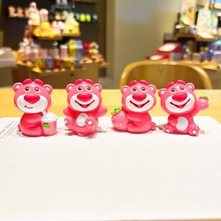 Set Gấu Dâu trang trí taplo xe hơi , Gấu hồng Lotso để taplo ô tô, bàn làm việc - quà tặng cho người thân và bạn bè