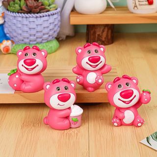 Set Gấu Dâu trang trí taplo xe hơi , Gấu hồng Lotso để taplo ô tô, bàn làm việc - quà tặng cho người thân và bạn bè