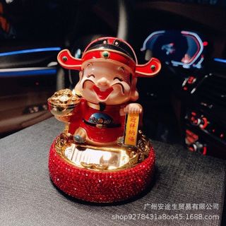 Trang trí taplo ô tô - Tượng Ông Thần Tài Đính Đá Gật Đầu Thu Hút Tiền Tài Bằng Năng Lượng Mặt Trời Tặng Ngay Thảm Lót