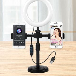 ĐÈN LIVESTREAM 16cm 2 ĐẦU KẸP ĐIỆN THOẠI ĐỂ BÀN (3in1) giá sỉ