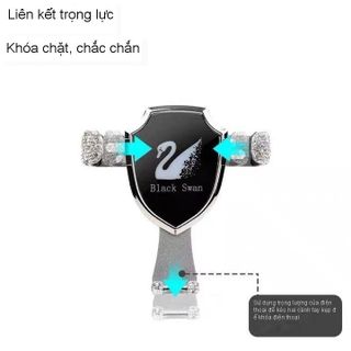Giá Đỡ Điện Thoại Trên Xe Hơi Hình Thiên Nga Đính Đá Cao Cấp 2in1-Giá Đỡ Điện Thoại Đính Đá