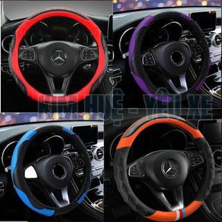Bọc vô lăng vân carbon phối da nhiều màu - size 36cm, 38cm - D cut D06 cao cấp phù hợp với xe 4,5,7 chỗ- Kim Huệ Yêu Xe