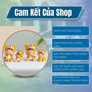 Sét gia đình tiểu hổ 2022 - trang trí taplo ô tô - 4 chú tiểu hổ + thảm + chậu bóng- Kim Huệ Yẽu Xe