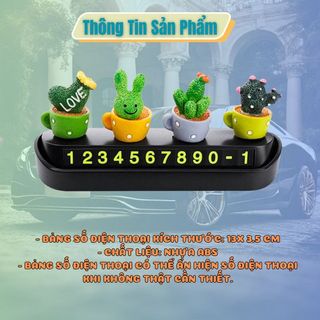 Bảng số điện thoại đặt taplo ô tô gắn chậu xương rồng xinh xắn -Kim Huệ Yêu Xe