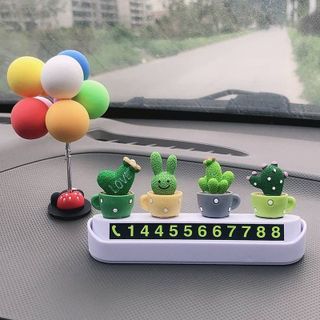 Bảng số điện thoại đặt taplo ô tô gắn chậu xương rồng xinh xắn -Kim Huệ Yêu Xe