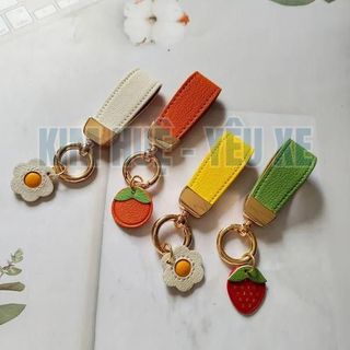Móc khoá dây da nhiều màu mix hoa quả cao cấp treo chìa khóa ô tô xe máy,túi xách...- Kim Huệ Yêu Xe