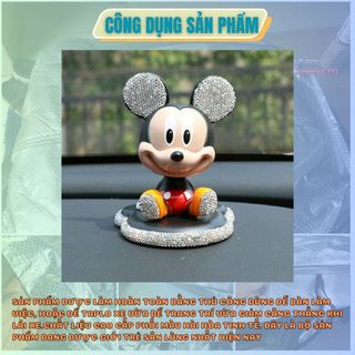 Mô Hình Chuột Mickey Minie Đính Đá Đầu Lắc Lư Dễ Thương Trang Trí Taplo ô tô- Kim Huệ Yêu Xe