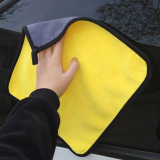 Khăn Lau Đa Năng Microfiber 2 Mặt Vàng - Xám Siêu Thấm Cực Dày Không Đổ Lông Chuyên Dụng Cho Ô Tô Xe HơiKim Huệ - Yêu Xe