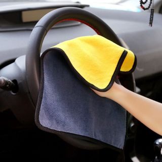 Khăn Lau Đa Năng Microfiber 2 Mặt Vàng - Xám Siêu Thấm Cực Dày Không Đổ Lông Chuyên Dụng Cho Ô Tô Xe HơiKim Huệ - Yêu Xe